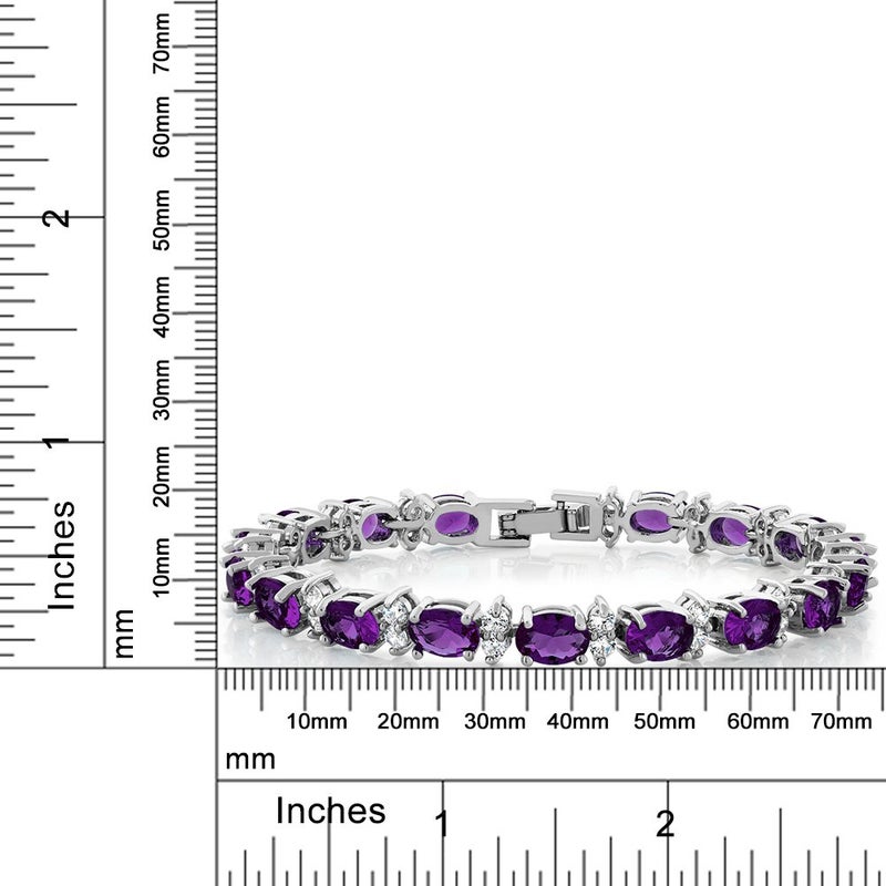 Gem Stone King 20.00 Ct Oval and Round Purple Color Cubic Zirconias CZ Women's Tennis Bracelet 7 Inch - Image 4